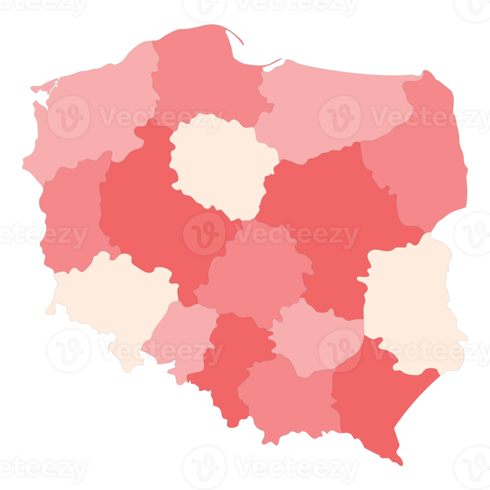 Poland map. Map of Poland in administrative regions png