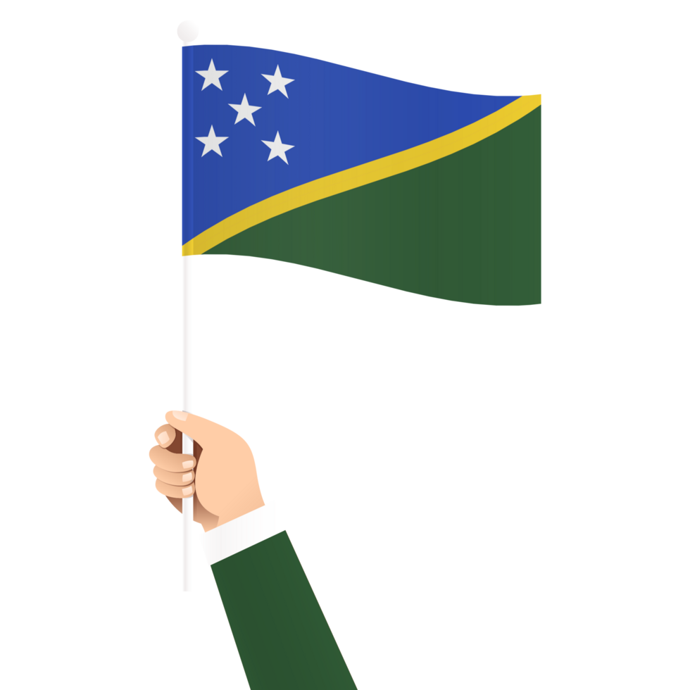 Hand Holding Solomon Islands National Flag Isolated Transparent Simple Illustration png