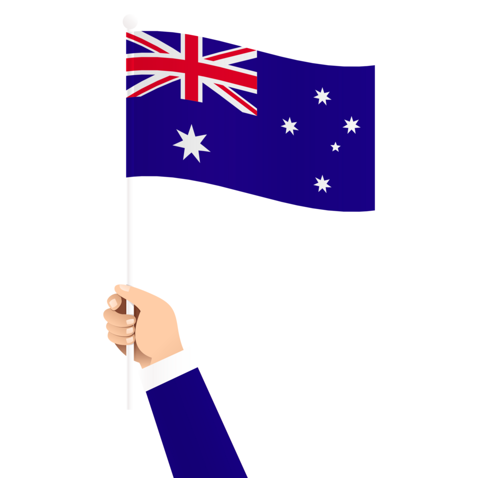 Hand Holding Australia National Flag Isolated Transparent Simple Illustration png