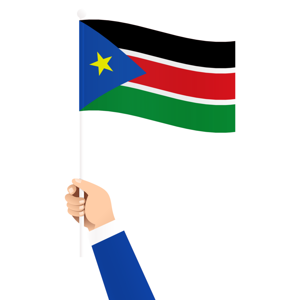 Hand Holding South Sudan National Flag Isolated Transparent Simple Illustration png