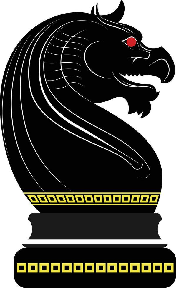 Knight chess piece, vector illustration, Evil looking dragon knight chess piece stock vector image
