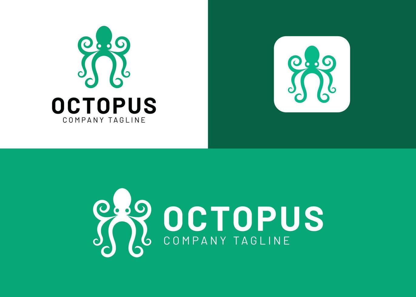 A professional octopus modern, minimalist, icon logo design vector