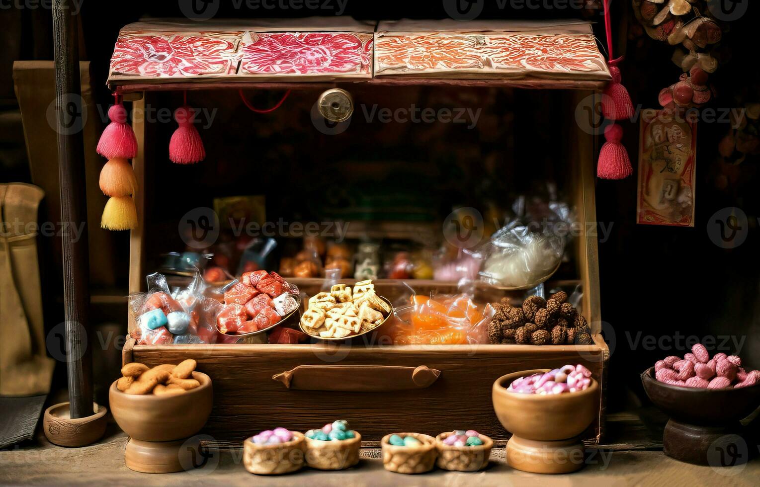 asiático comida calle mercado kanjiro. generar ai foto