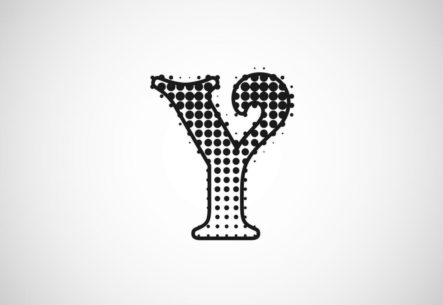 Letter Y logo in halftone dots style, Dotted shape logotype vector design.