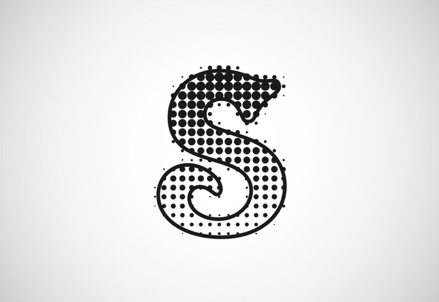 letra s logo en trama de semitonos puntos estilo, punteado forma logotipo vector diseño.