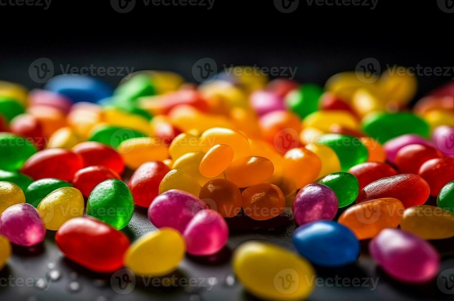 Jelly beans colorful closeup shot. Generate Ai photo