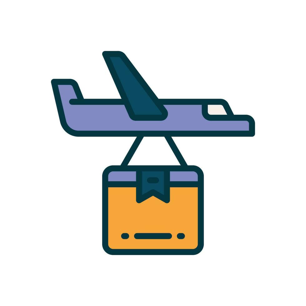 airplane delivery filled color icon. vector icon for your website, mobile, presentation, and logo design.