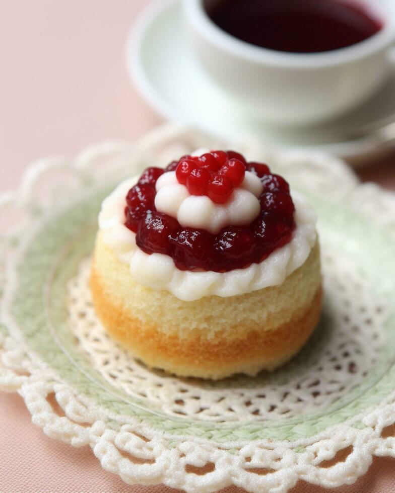 strawberry topping cake photo