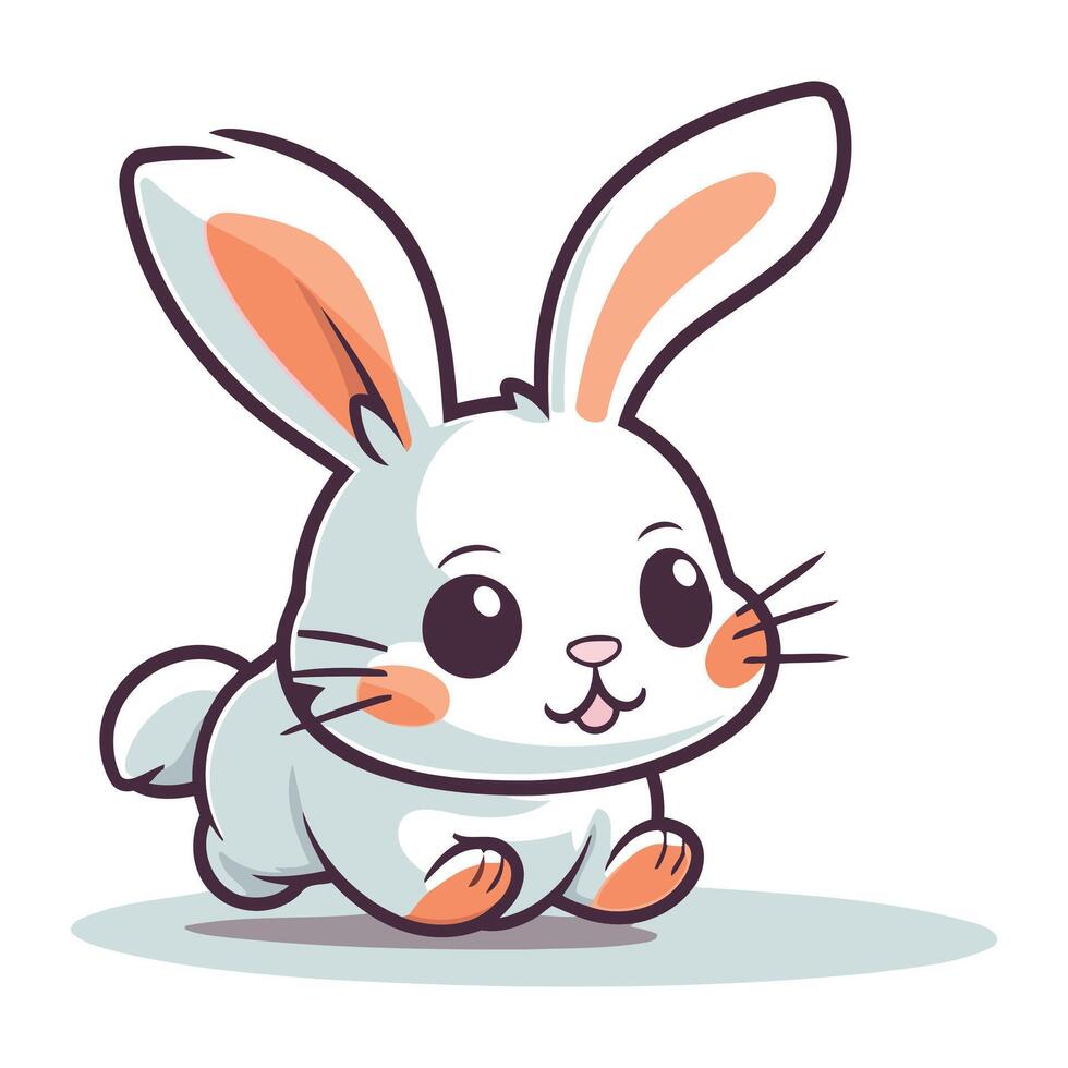 Cute cartoon rabbit. Vector illustration isolated on a white background.