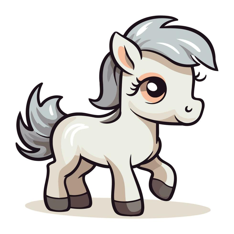 Cute cartoon pony. Vector illustration isolated on a white background.