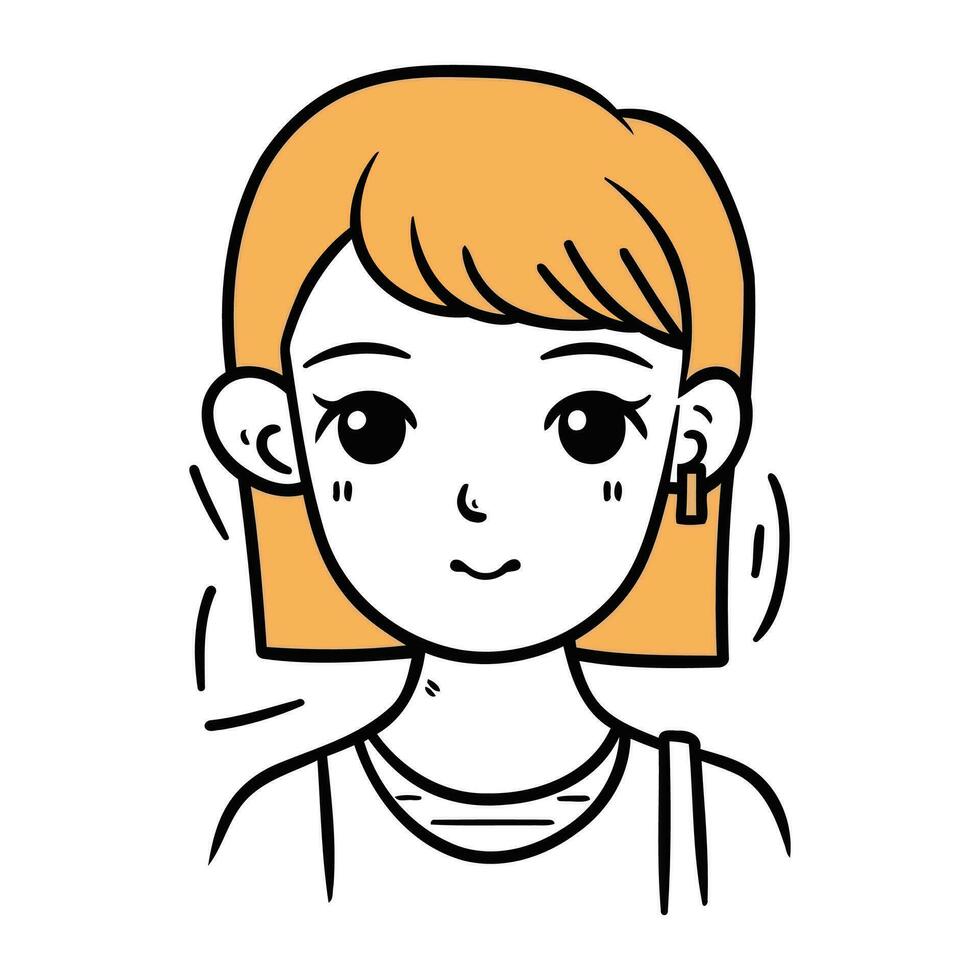 linda pequeño niña con corto cabello. vector ilustración en garabatear estilo