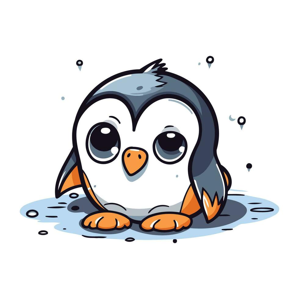 Cute penguin. Vector illustration of a cartoon penguin on a white background.