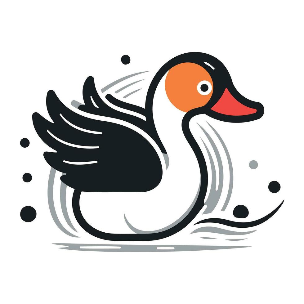 Vector illustration of a duck. Isolated on a white background.
