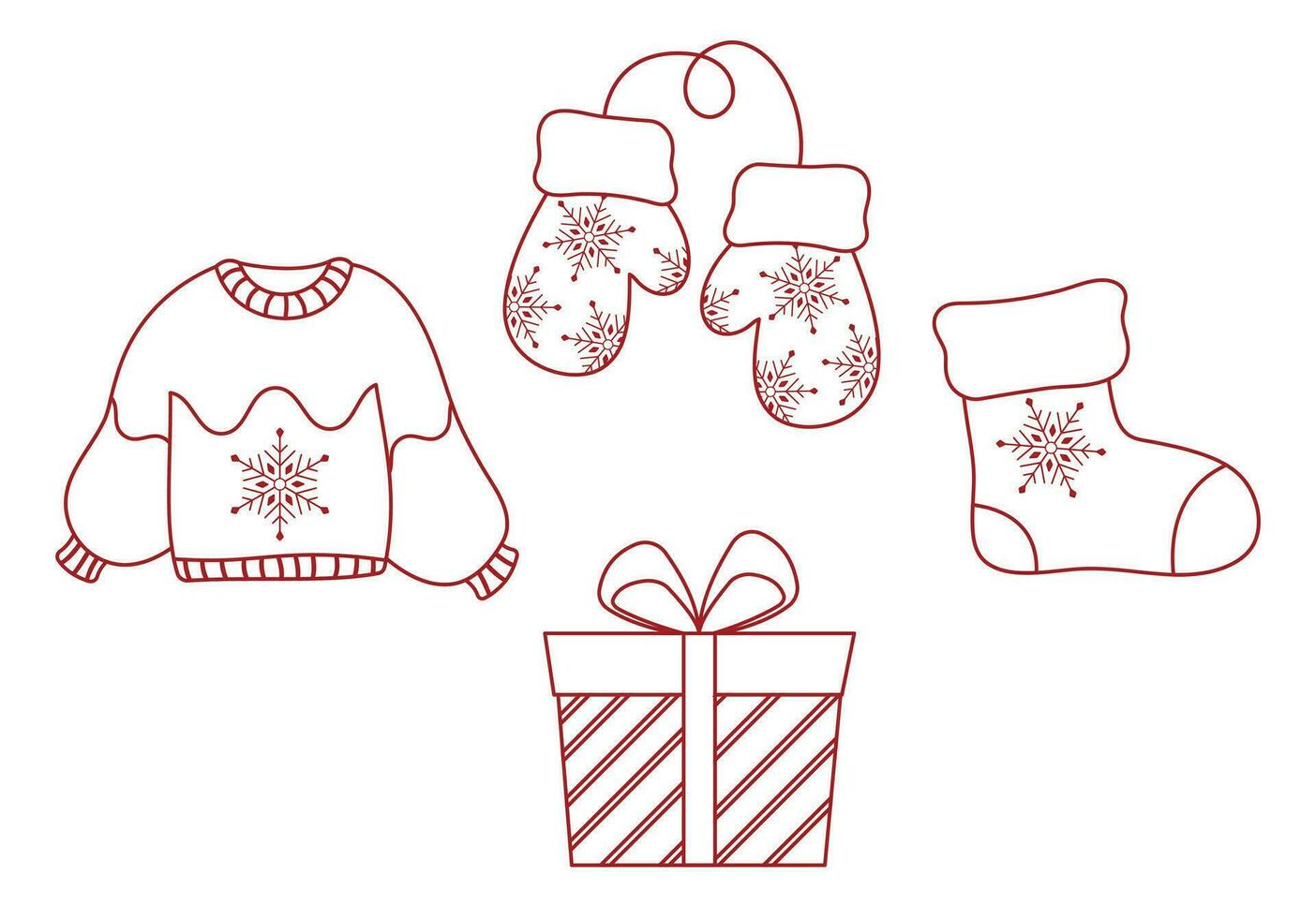 Christmas Theme Vector Arts with Christmas holiday celebration simple cute icons