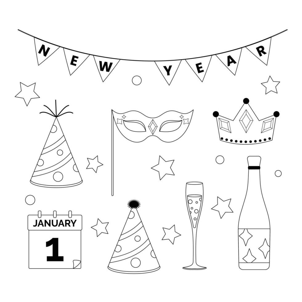 New Year Celebration theme vector art. Decoration in simple art style