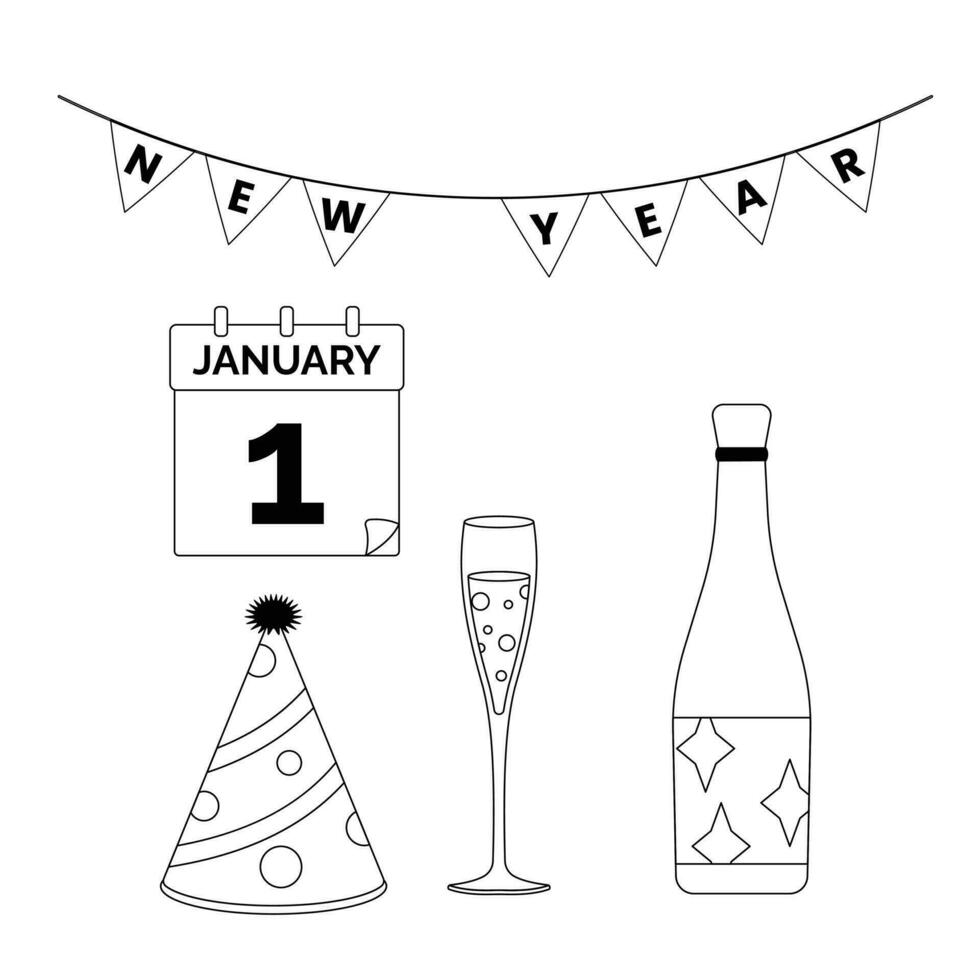 New Year Celebration theme vector art. Decoration in simple art style
