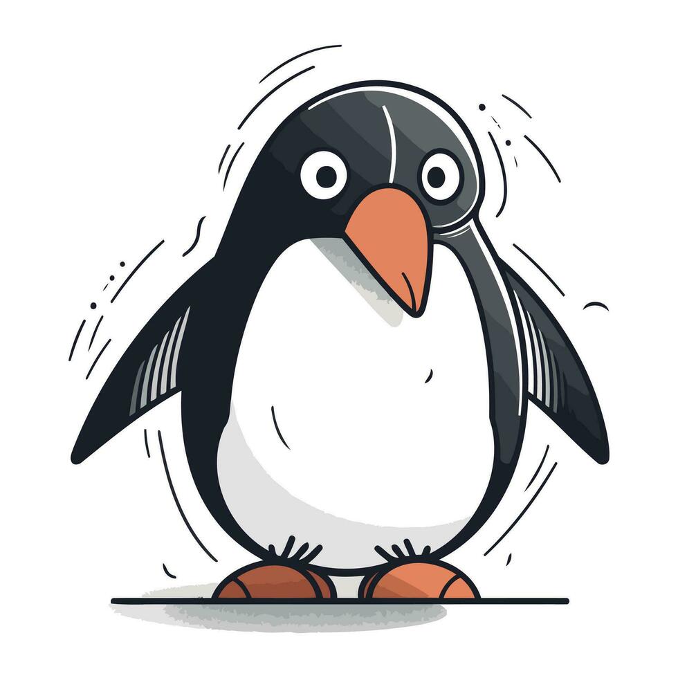 pingüino dibujos animados aislado en blanco antecedentes. pingüino vector ilustración.