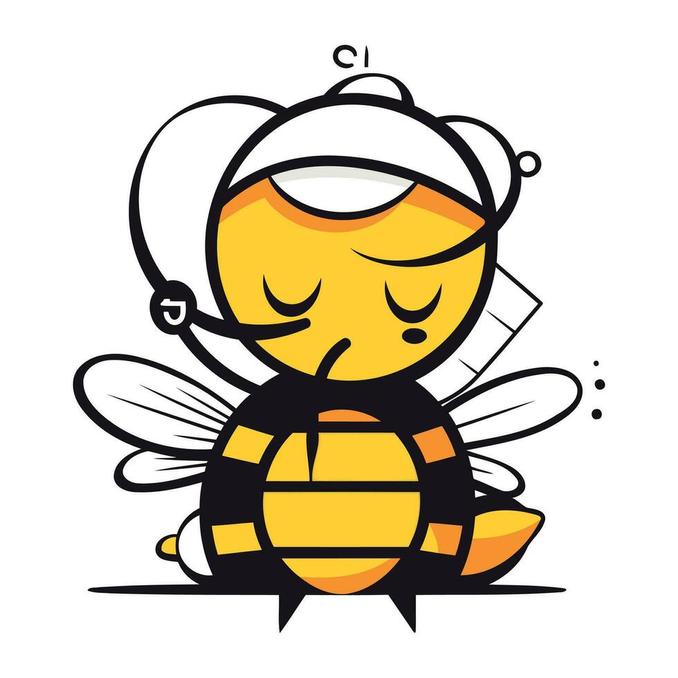 Cartoon cute bee. Vector illustration isolated on a white background.