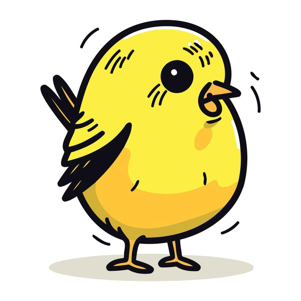 Cute yellow chick isolated on a white background. Vector illustration.