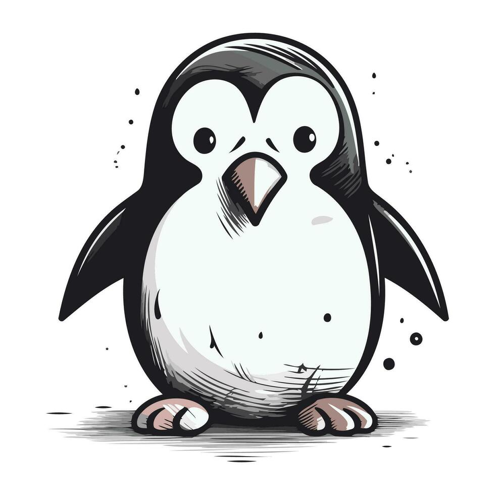 Penguin vector illustration isolated on white background. Cute cartoon penguin.