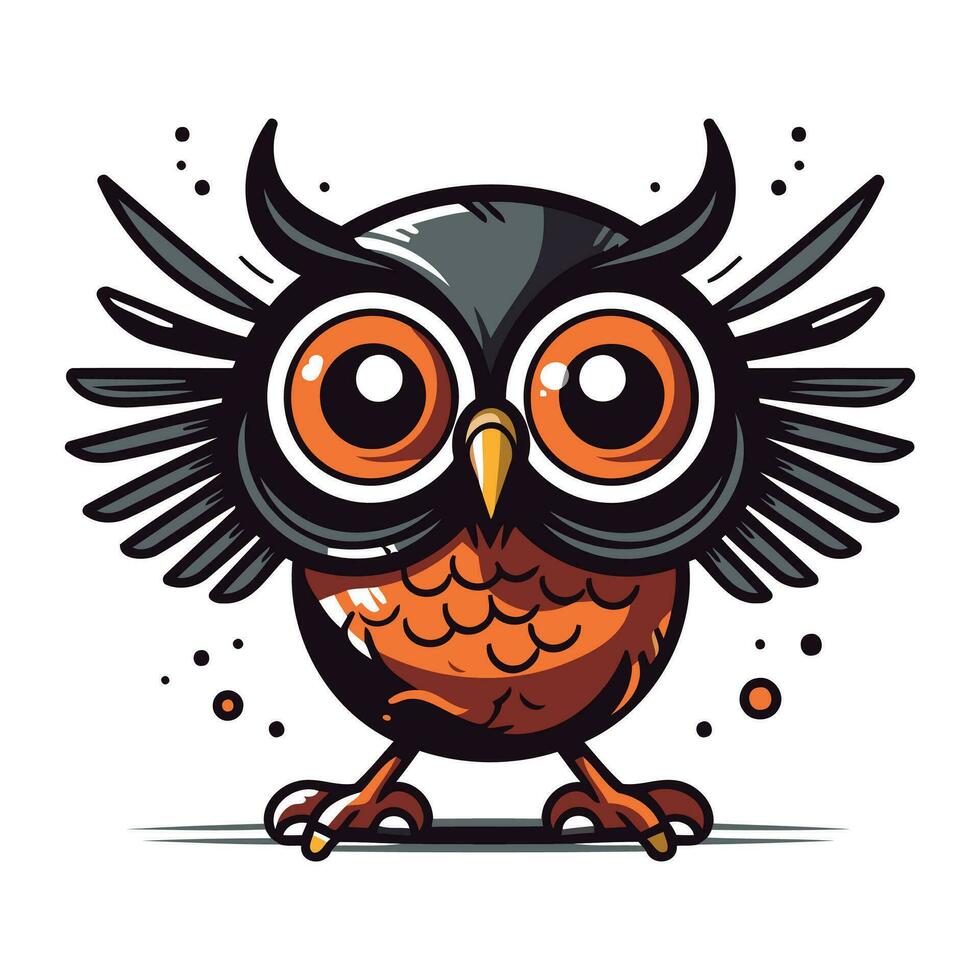 Cute cartoon owl isolated on a white background. Vector illustration.