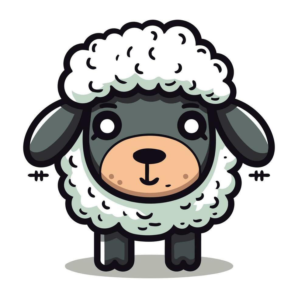 Sheep character cartoon animal vector illustration. Cute sheep mascot.