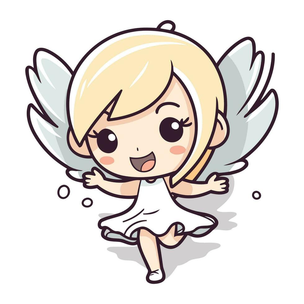 Cute little angel with wings. Vector illustration. Cartoon style.