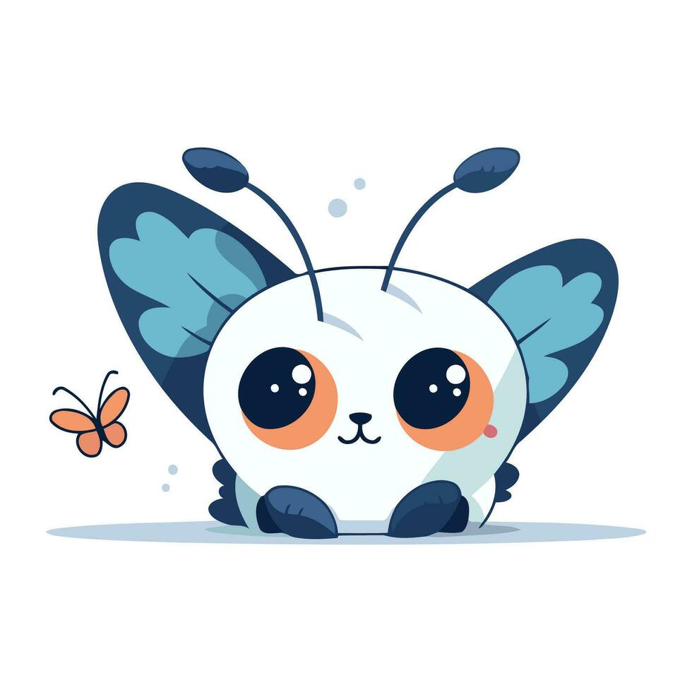 Cute cartoon butterfly character. Vector illustration in flat design style.