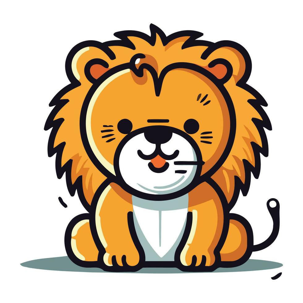 Cute lion cartoon. Vector illustration isolated on a white background.