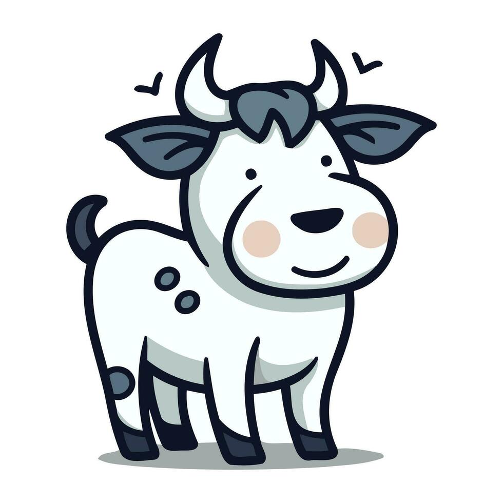 Cute Cow Cartoon Character Vector Illustration. Cute Farm Animal Character