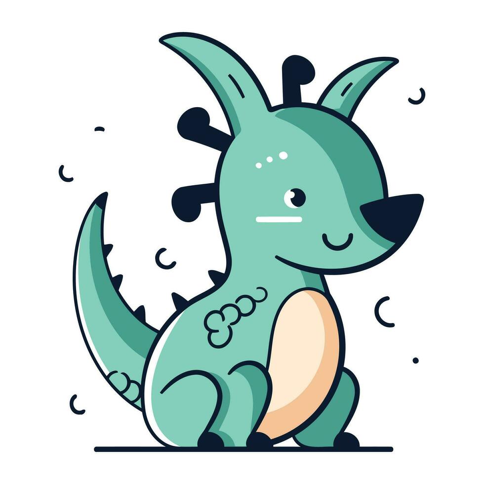Cute dinosaur. Vector illustration in flat cartoon style. Dinosaur character.