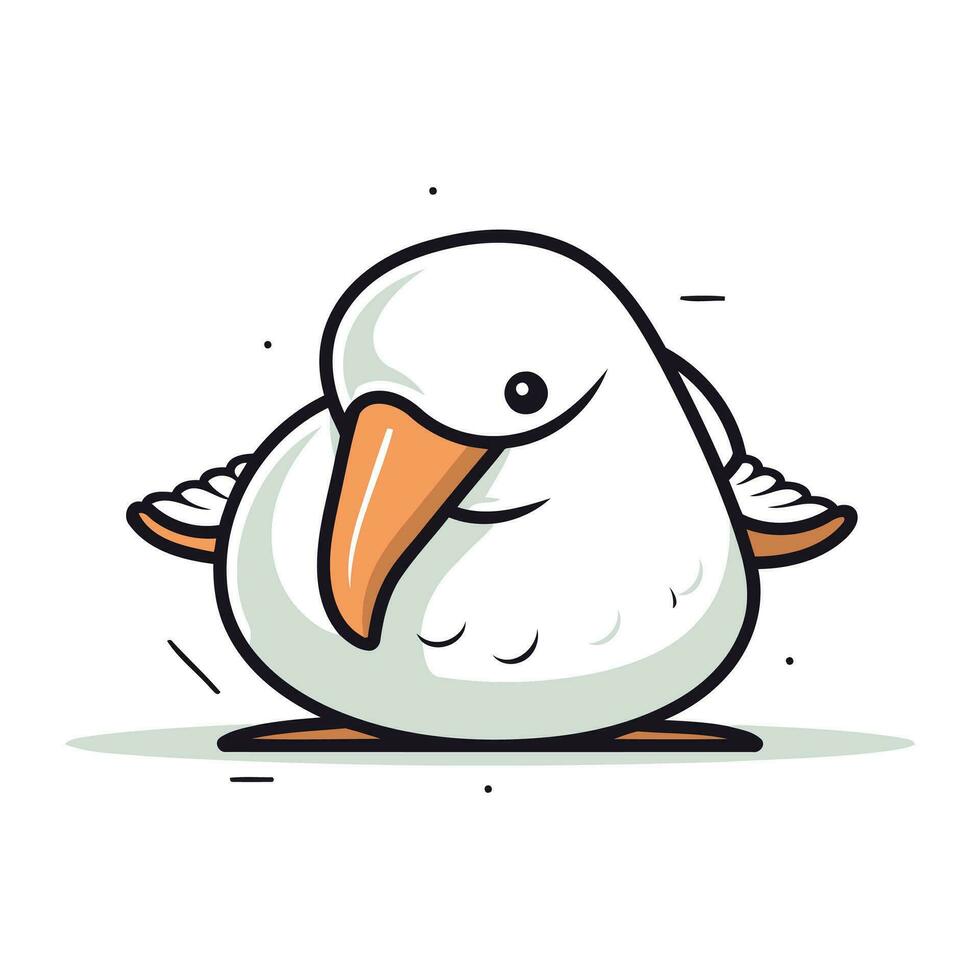 Cute cartoon seagull. Vector illustration isolated on white background.