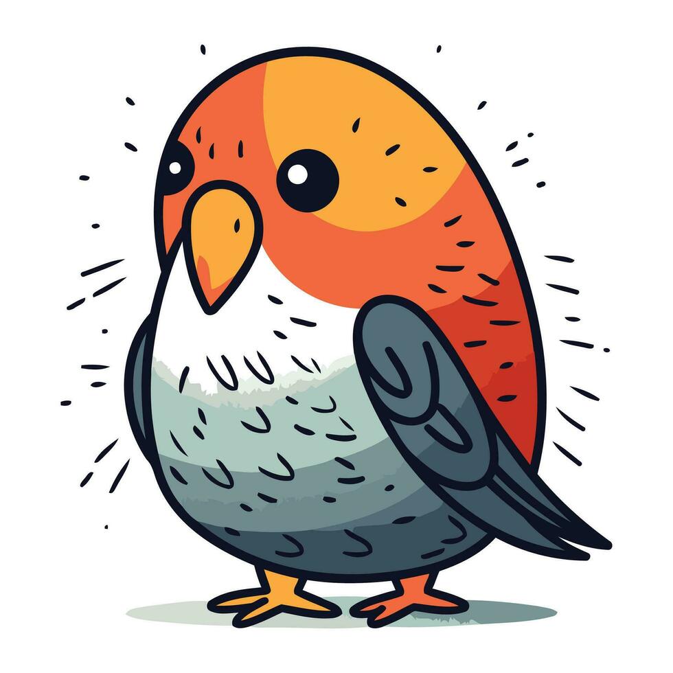 Cute cartoon bird. Vector illustration isolated on a white background.