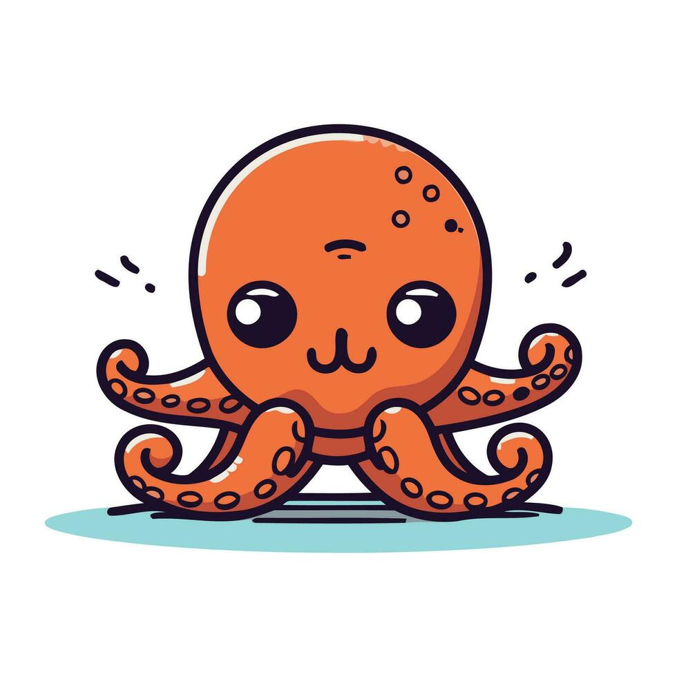 Cute cartoon octopus character. Vector illustration in a flat style.