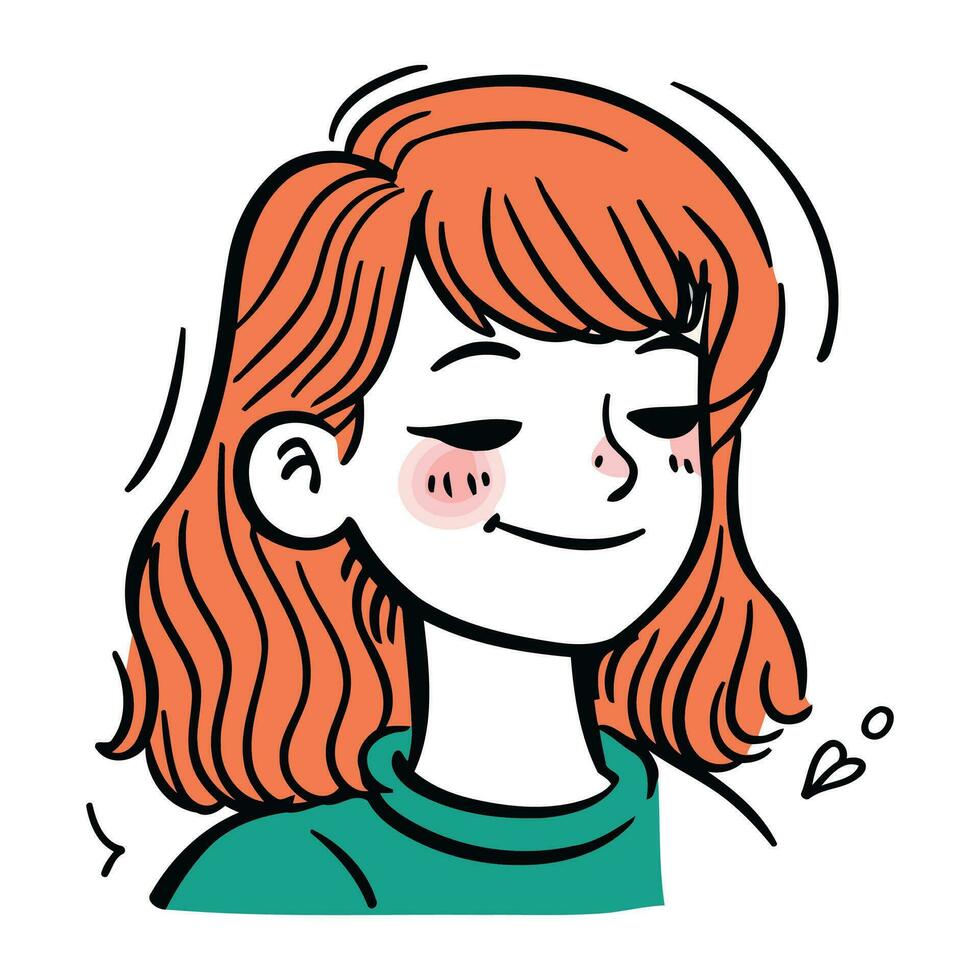 Illustration of a redhead girl with freckles on her face vector