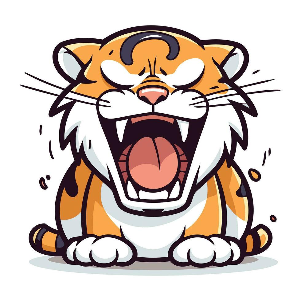 Angry Tiger Cartoon Mascot Character. Vector Illustration.