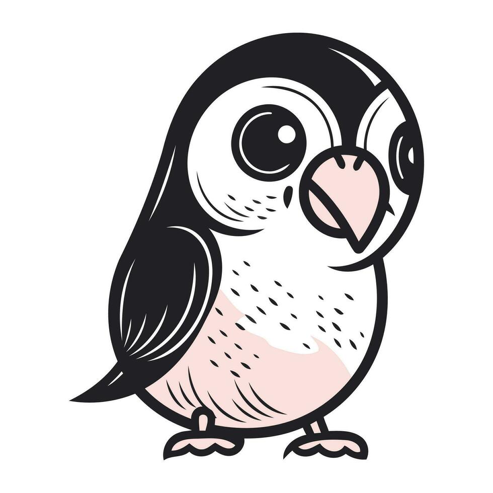 cute little black and white penguin cartoon vector illustration graphic design