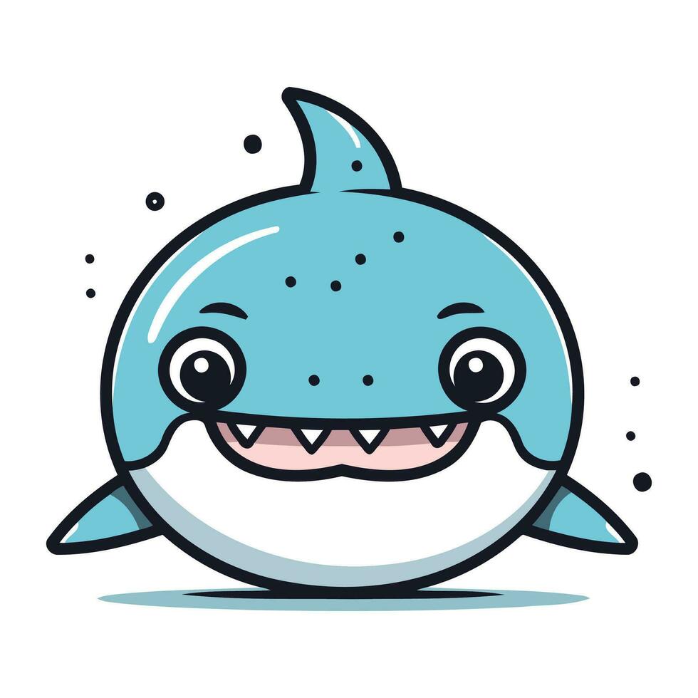 Cute cartoon shark. Vector illustration. Isolated on white background.