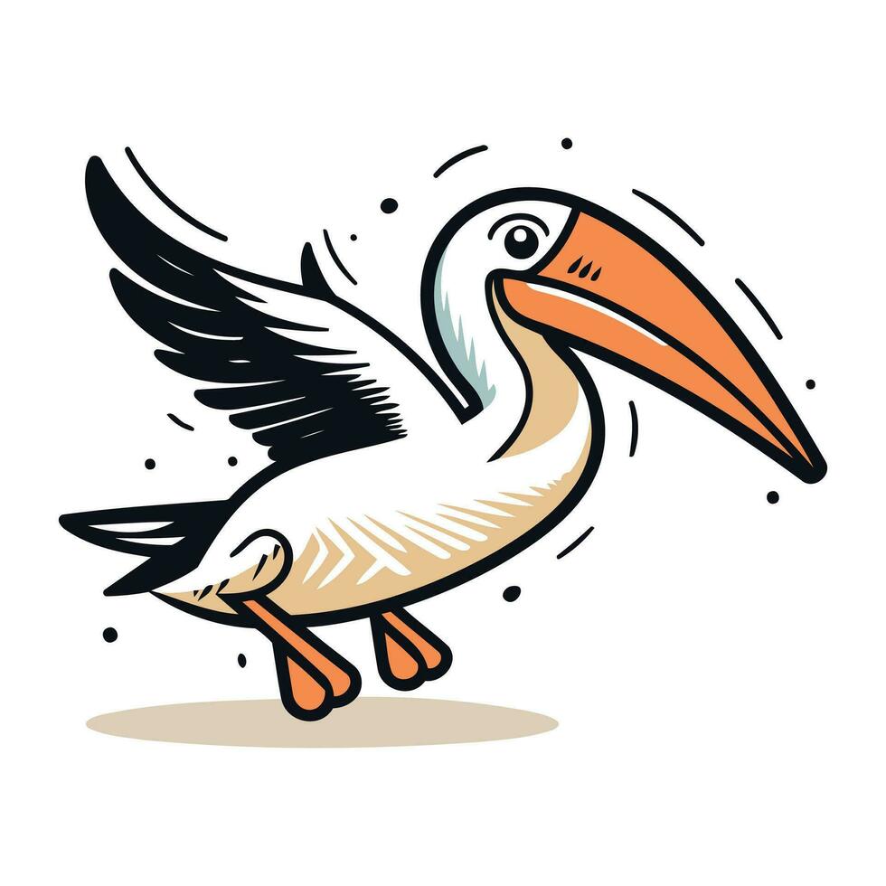 Pelican vector icon. Cartoon illustration of pelican vector icon for web design