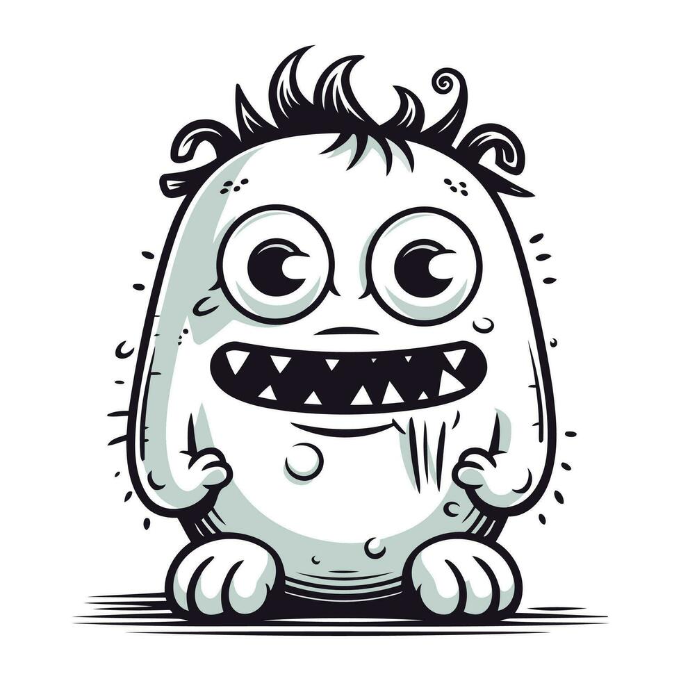 Angry cartoon monster. Vector illustration isolated on a white background.