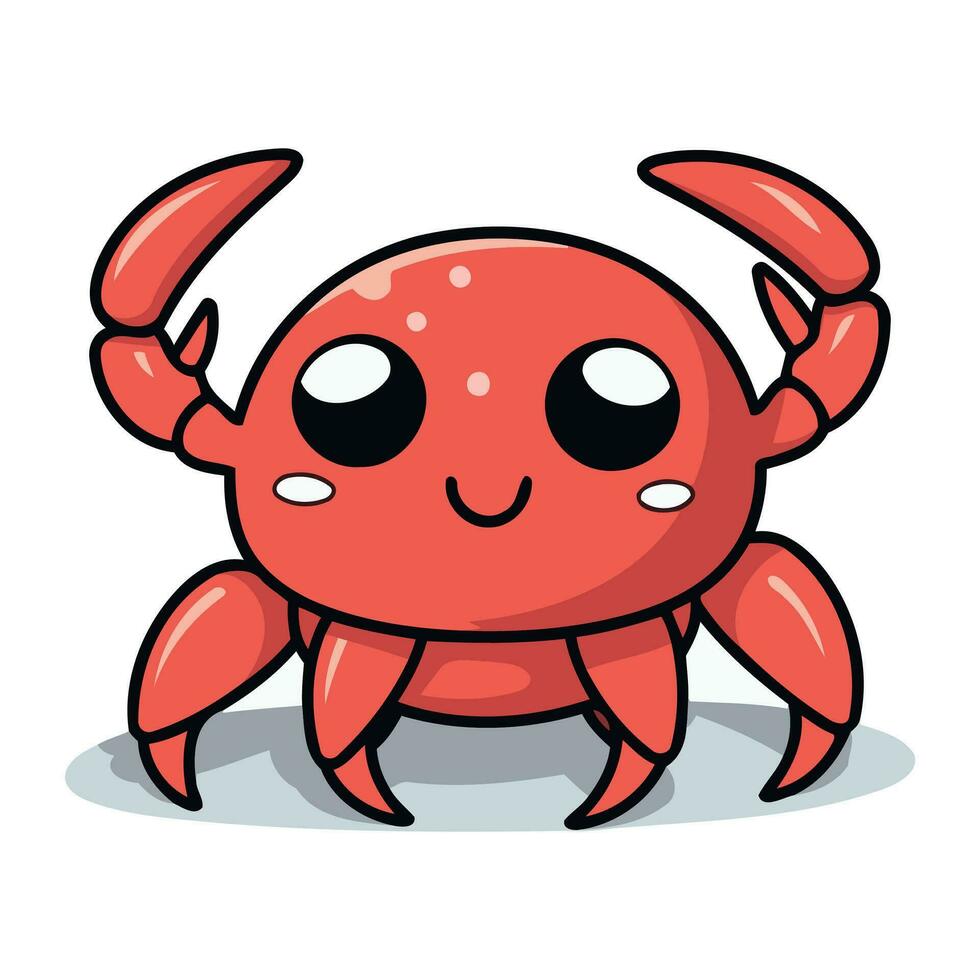 Cute cartoon crab isolated on a white background. Vector illustration.