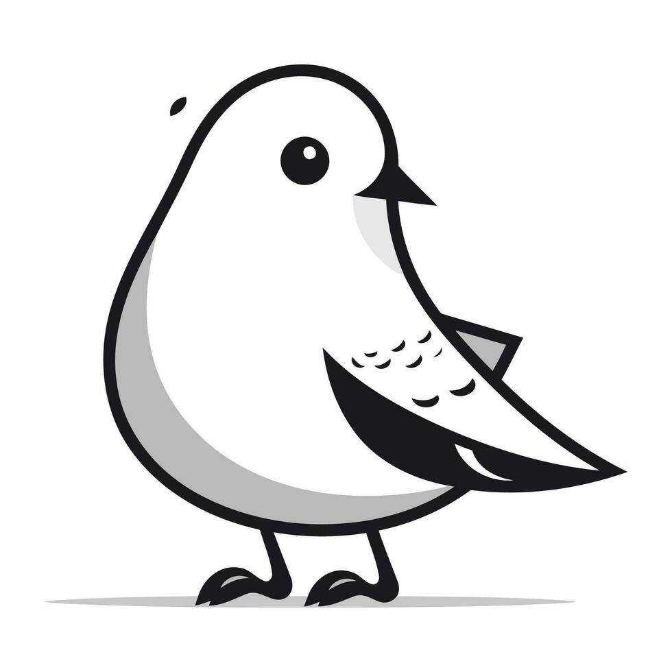 Dove on a white background. Vector illustration of a bird.