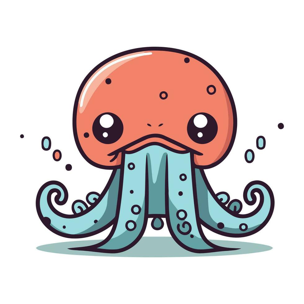 linda dibujos animados pulpo. vector ilustración aislado en blanco antecedentes.