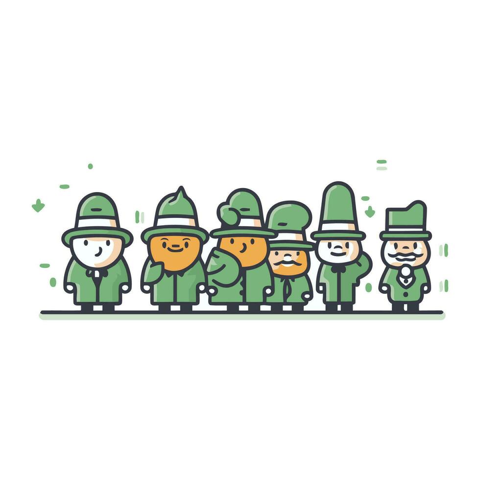 Happy leprechauns. St. Patricks Day vector illustration.