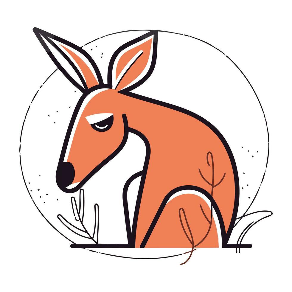 Cute kangaroo. vector illustration in flat linear style.