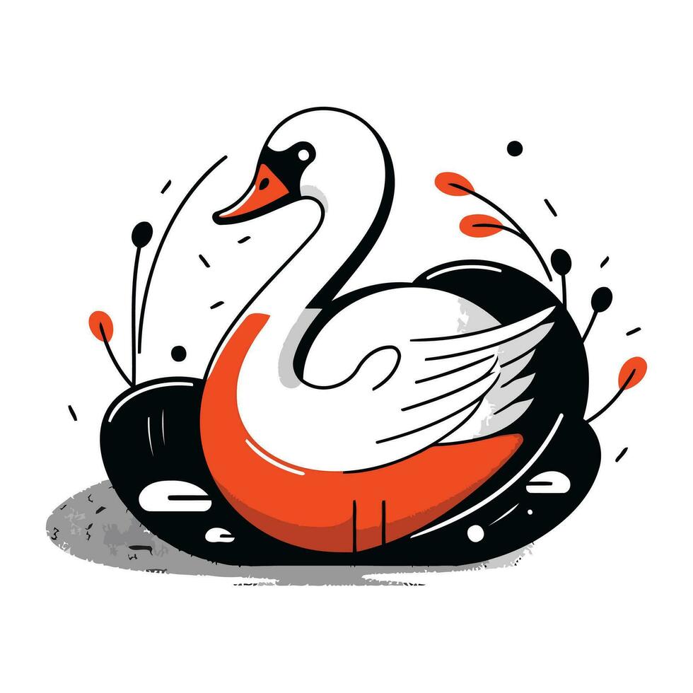 Swan. Vector illustration. Isolated on a white background.