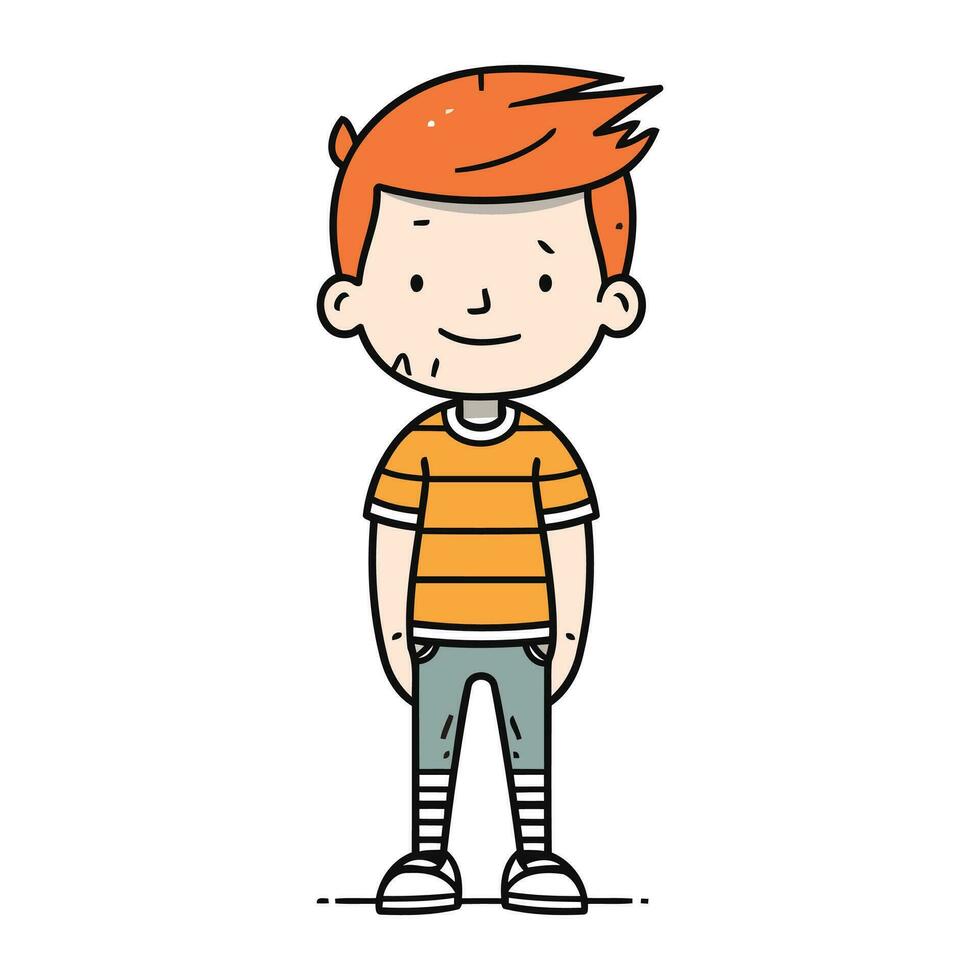 Vector illustration of a cute little boy in casual clothes. Cute little boy.