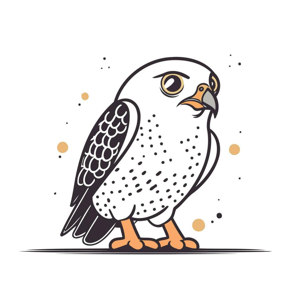 Vector illustration of a cute peregrine bird on white background.