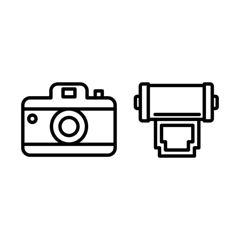 icon camera and camera roll. Vector illustration. Use for card, poster, banner, web design.diisolasi latar belakang putih Easy to edit.