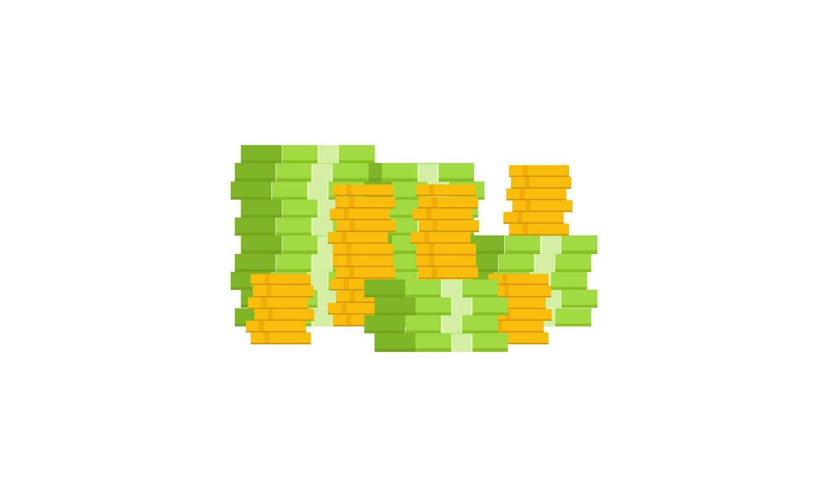 Big pile of cash money and some gold coins. Heap of packed dollar bills. This logo can be easily app vector